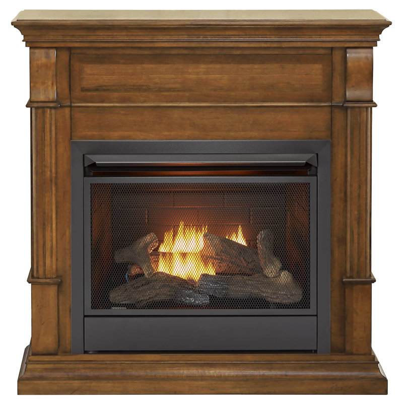 Duluth Forge Dual Fuel Ventless Gas Fireplace With Mantel, Apple Spice