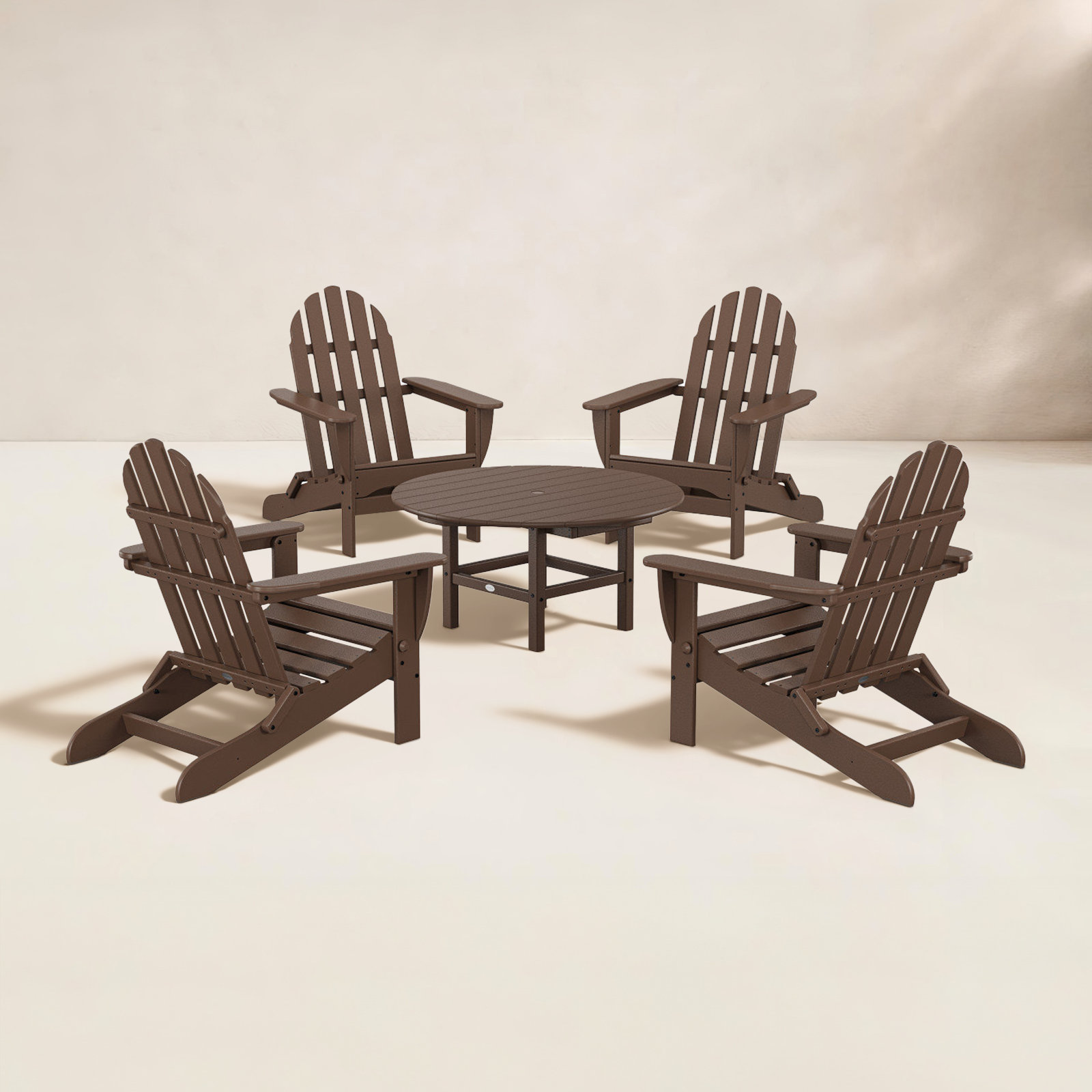 POLYWOOD® Classic Adirondack 4-Person Patio Seating Group, Mahogany