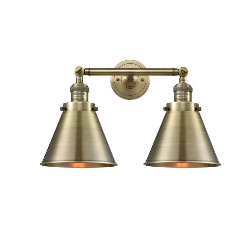 Éclairage pour salle de bain à 2 lumières à intensité variable Donovan, DEL, Laiton antique, Laiton antique