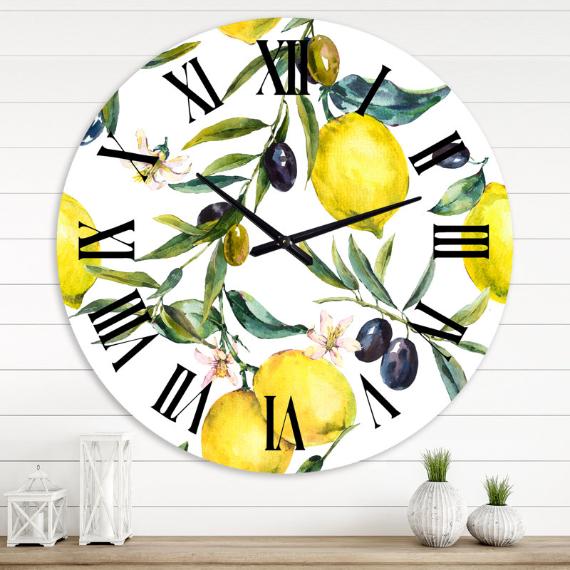 Horloge murale citron et olive II, Grand