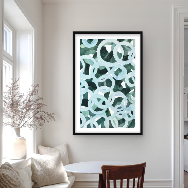 Abstract Circles - Neo Mint, reproduction encadrée pour la décoration intérieure