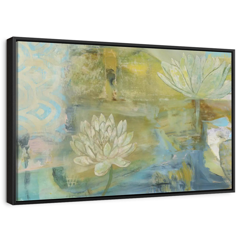 Lotus Dream, Cadre flottant noir, 31 po x 21 po