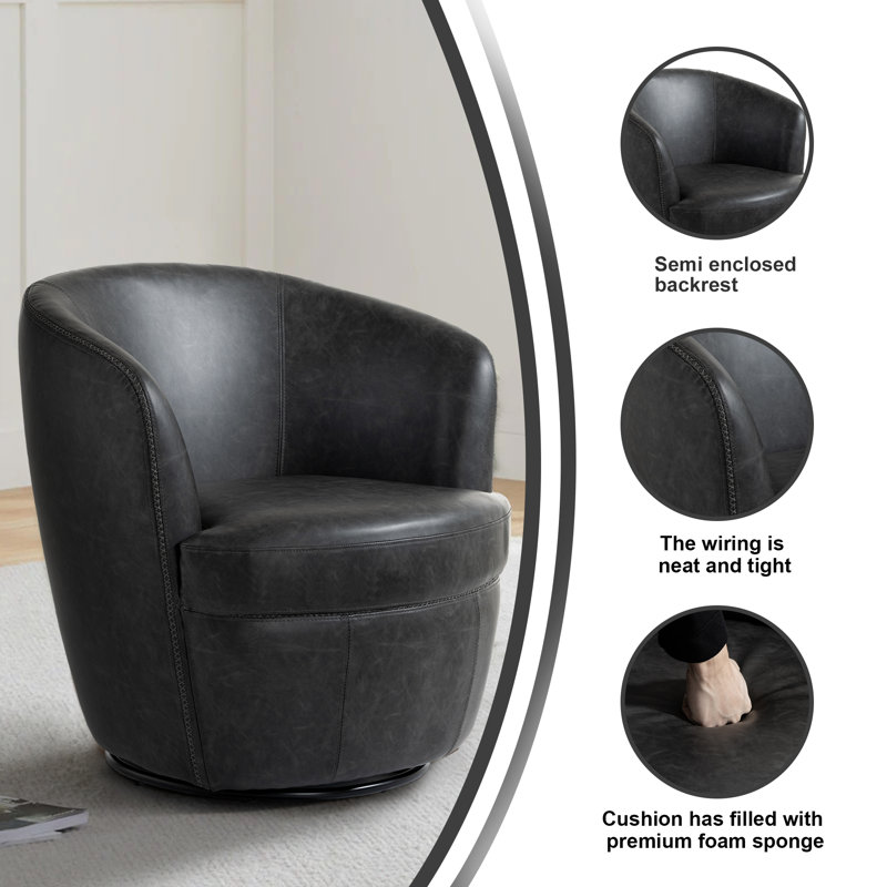 Ensemble de 2 chaises d'appoint en polyuréthane et coussins souples Aunna, Similicuir noir