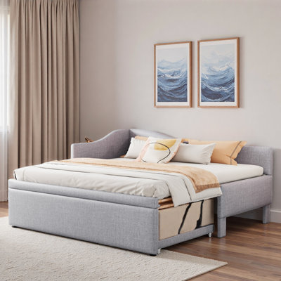L-shaped Upholstered Daybed With Pop Up Trundle by Everly Quinn