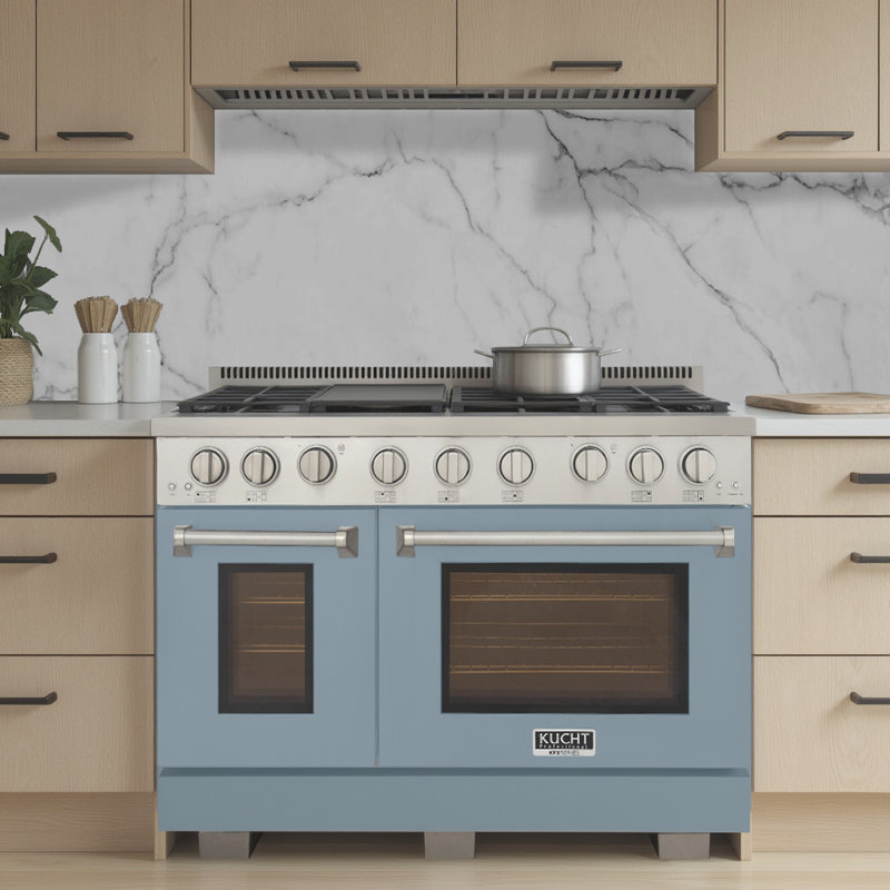 Kucht 48'' W Free Standing Range, Natural Gas, Light Blue