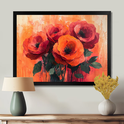 Fleurs, roses, coucher de soleil, bouquet de fleurs - art mural floral