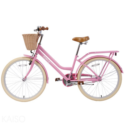 Vélo pour filles de 24 pouces, cadre en acier, plusieurs couleurs, avec panier avant, support arrière et garde-boue