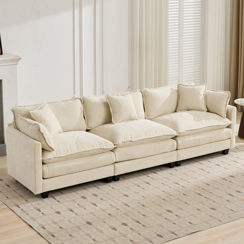 Très grand canapé modulaire Schmucker, Beige, H 33 po x l 113,8 po x P 35 po