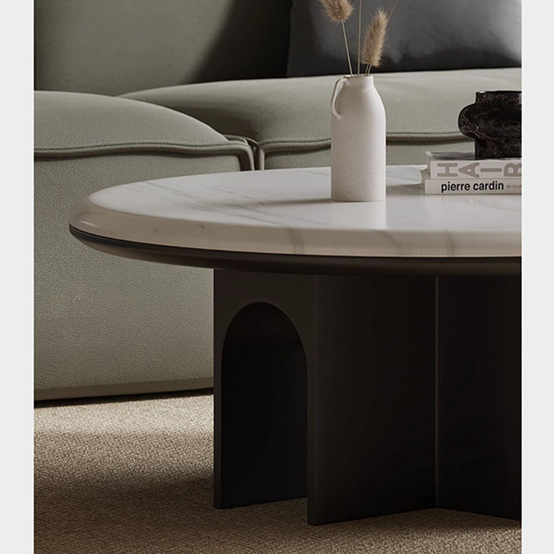 Table basse en marbre avec structure en acier au carbone