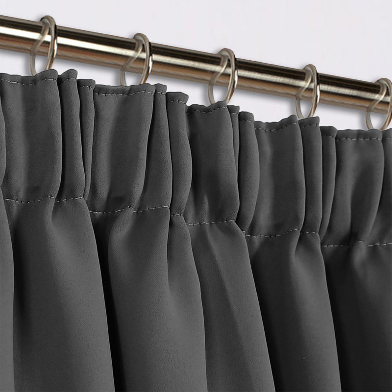 Pencil Pleat Blackout Thermal Panel Curtains , Grey, 168cm Width x 183cm Drop