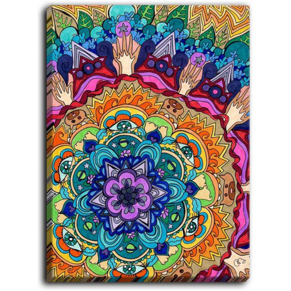 « microcosm mandala » par rachel brown, impression sur toile tendue, H 14 po x l 11 po x P 1,5 po