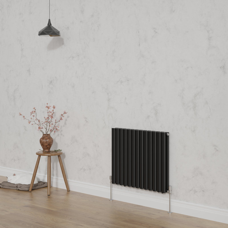 Shirly Horizontal Oval Panel Radiators, Normal Black, 60cm H x 76.7cm W, 2