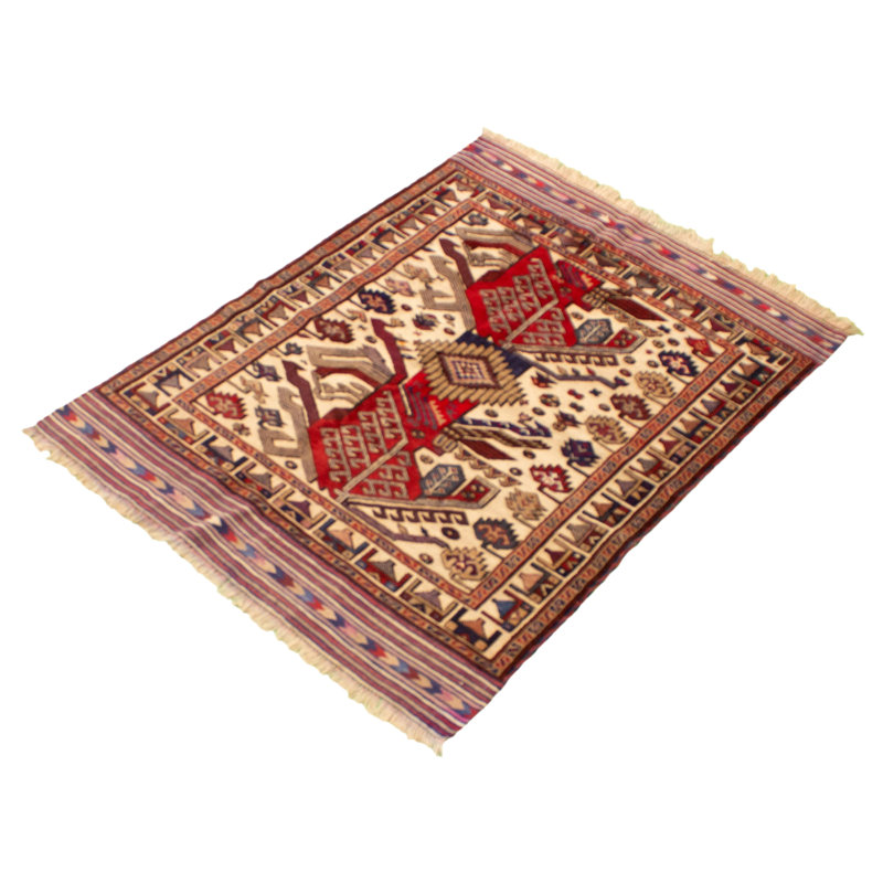 Tapis unique en laine noué à la main 4 pi 3 po x 5 pi 9 po nouvel âge Haja