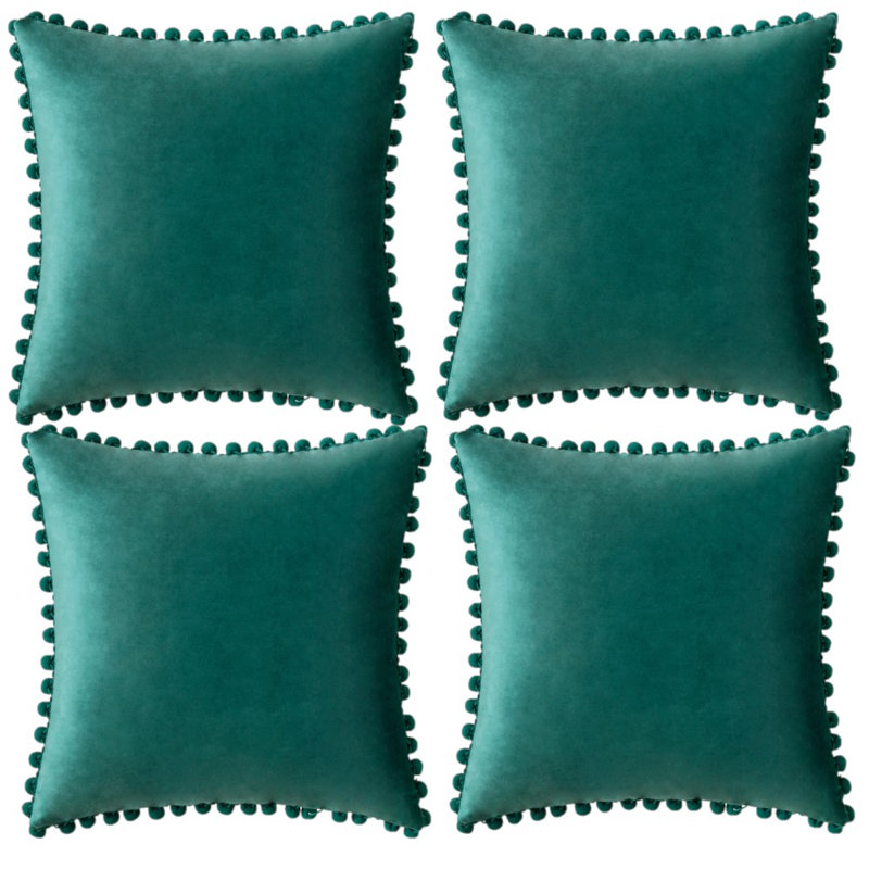 Housse de coussin en velours, Sarcelle, 18 po x 18 po, Housse de coussin seulement - sans coussin