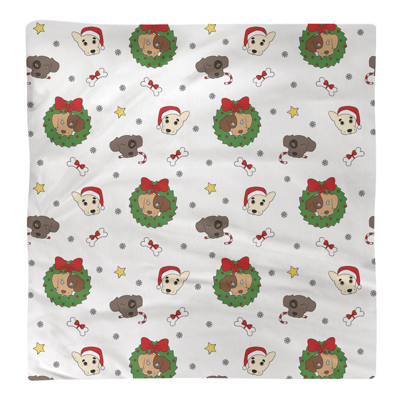 No Pattern Square Napkin, 22" x 22", White/Green/Red, Polyester