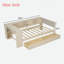 Lit plateforme avec tablettes de rangement, tiroirs, station de charge, bureau et tête de lit tapissier-377928757-377928758