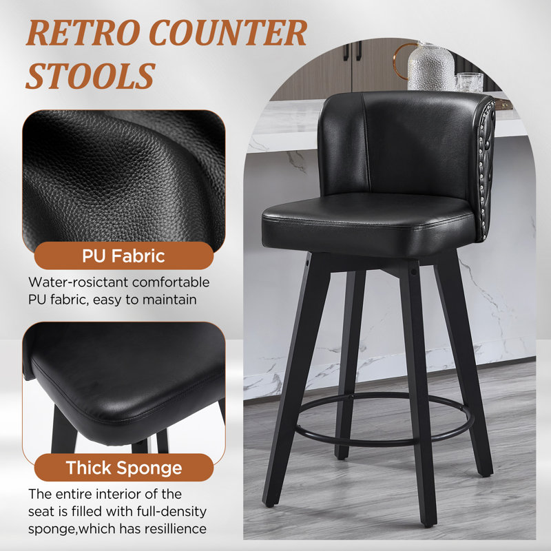 Swivel Bar Stool, Black 
