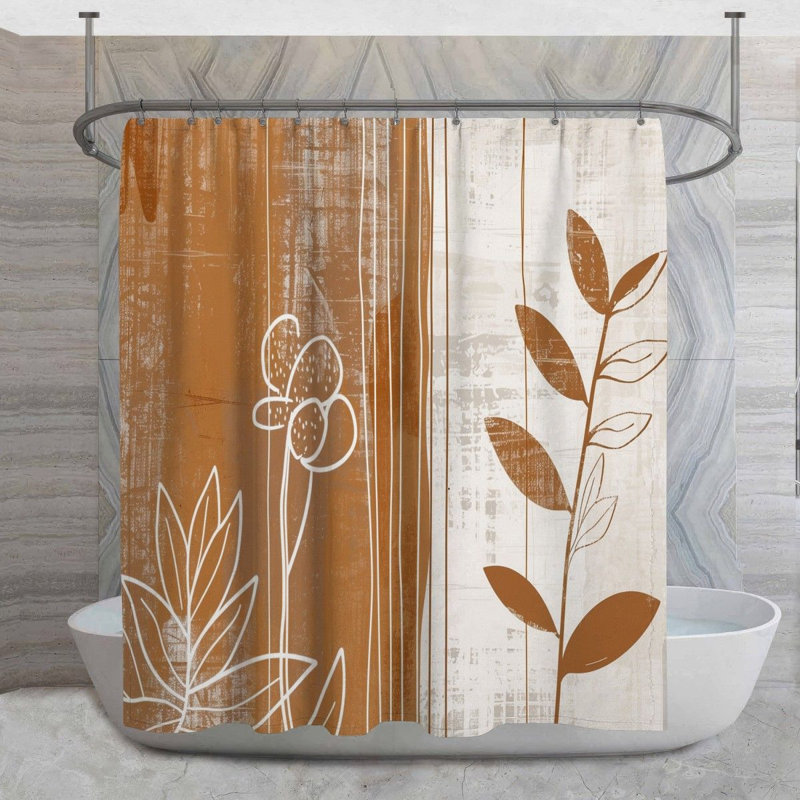 Rideau de douche à motif floral - motif de salle de bain 14075, H 93 po x l 70 po