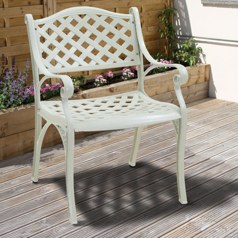 Chaise d'extérieur en fonte d'aluminium, Blanc