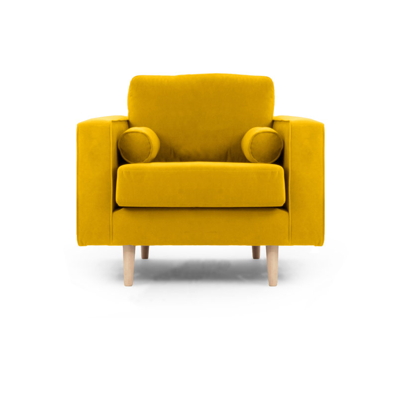 Boubacar Upholstered Armchair, Mustard, Natural