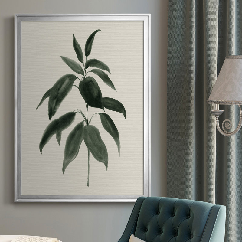 Toile encadrée de qualité supérieure Soft Greenery II - prête à être accrochée, H 24,5 po x l 18,5 po x P 1 po, Argent