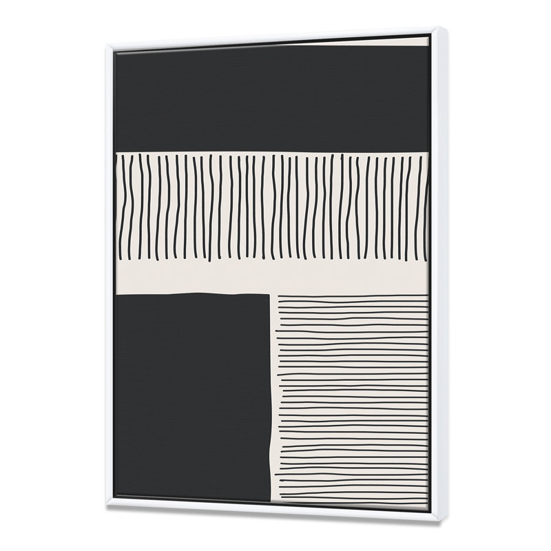 Minimal Geometric Lines and Squares VII - reproduction sur toile, Toile blanche encadrée, H 40 po x l 30 po x P 1,5 po