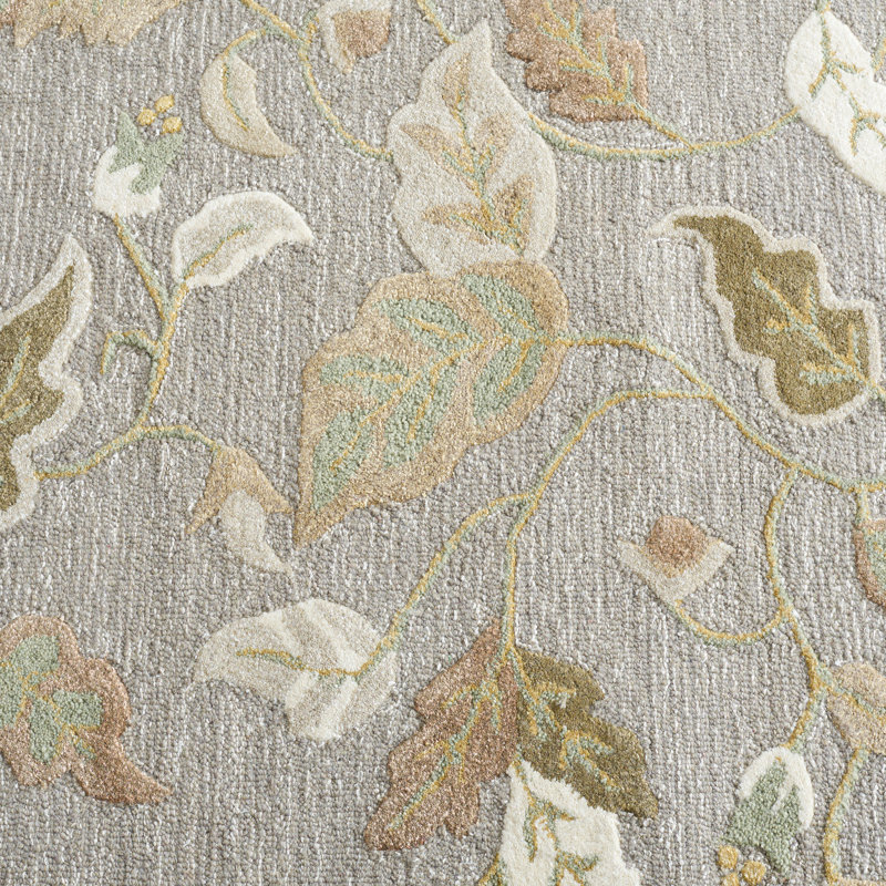 Tapis gris en laine et viscose touffeté à la main Autumn Martha Stewart, Rectangle 9 pi 6 po x 13 pi 6 po