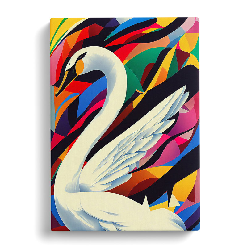 Geometric Swan No.1 Abstract - Wrapped Canvas, 50cm H x 35cm W x 3cm D