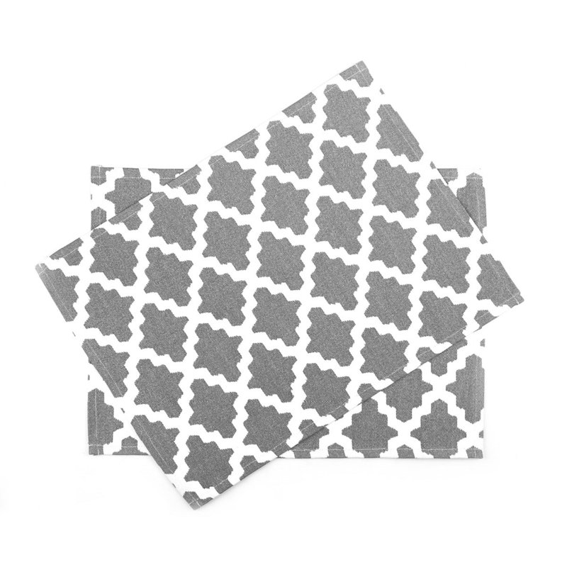 Wilhoit Cotton Geometric Rectangle Placemat, Grey