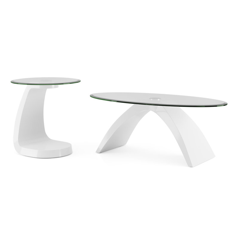 Ensemble de tables basses 2 pièces Hilry, Blanc / Blanc