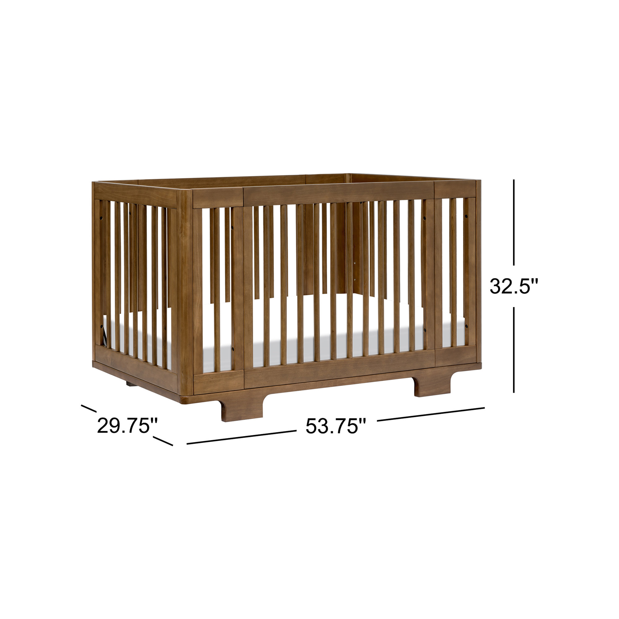 Yuzu 8-In-1 Convertible Crib With All-Stages Conversion Kits, Natural Walnut