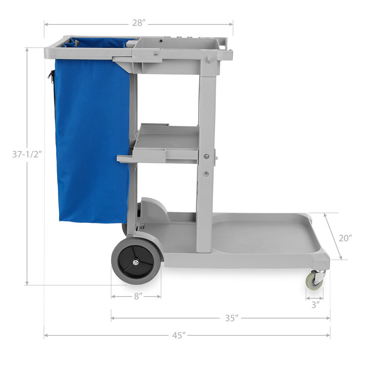 VEVOR Janitorial Trolley Cleaning Cart with PVC Bag for Housekeeping  Office