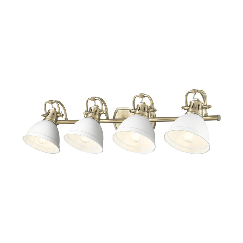Ensemble de meuble-lavabo 4 lumières Brynnan, Blanc mat, Laiton vieilli