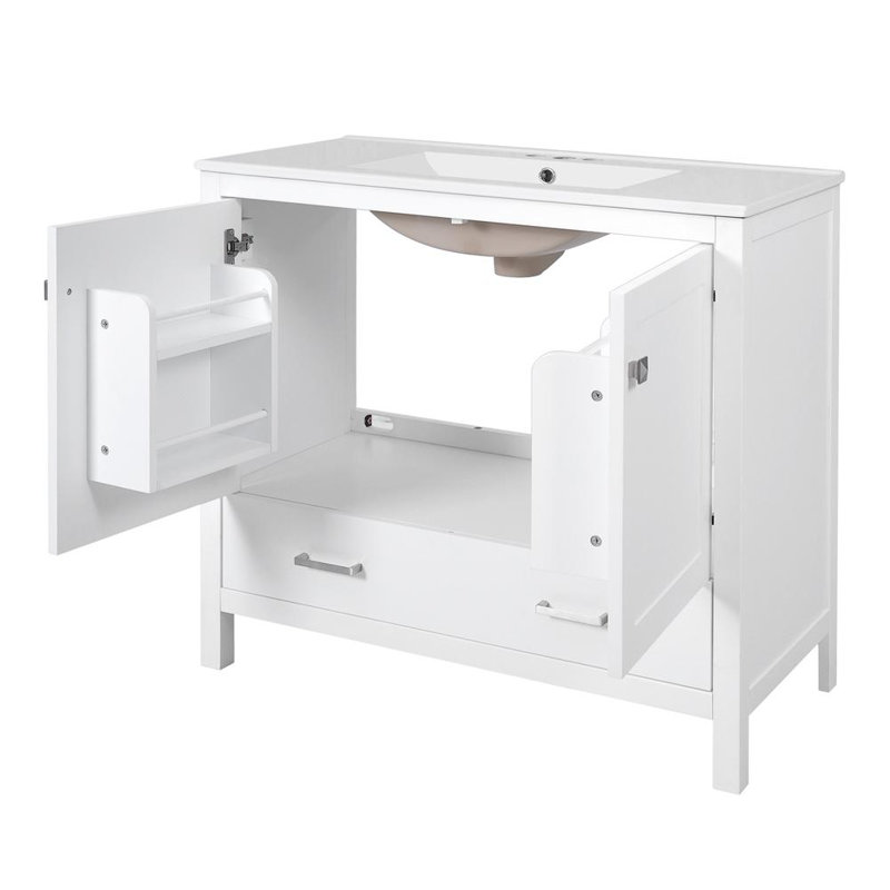 Bathroom Vanity with Ceramic Top, White