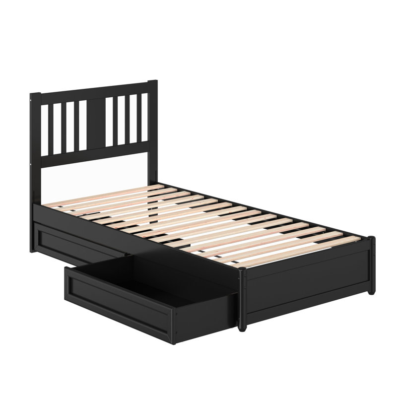 Lit plateforme avec rangement en bois Graham, Twin XL, Black