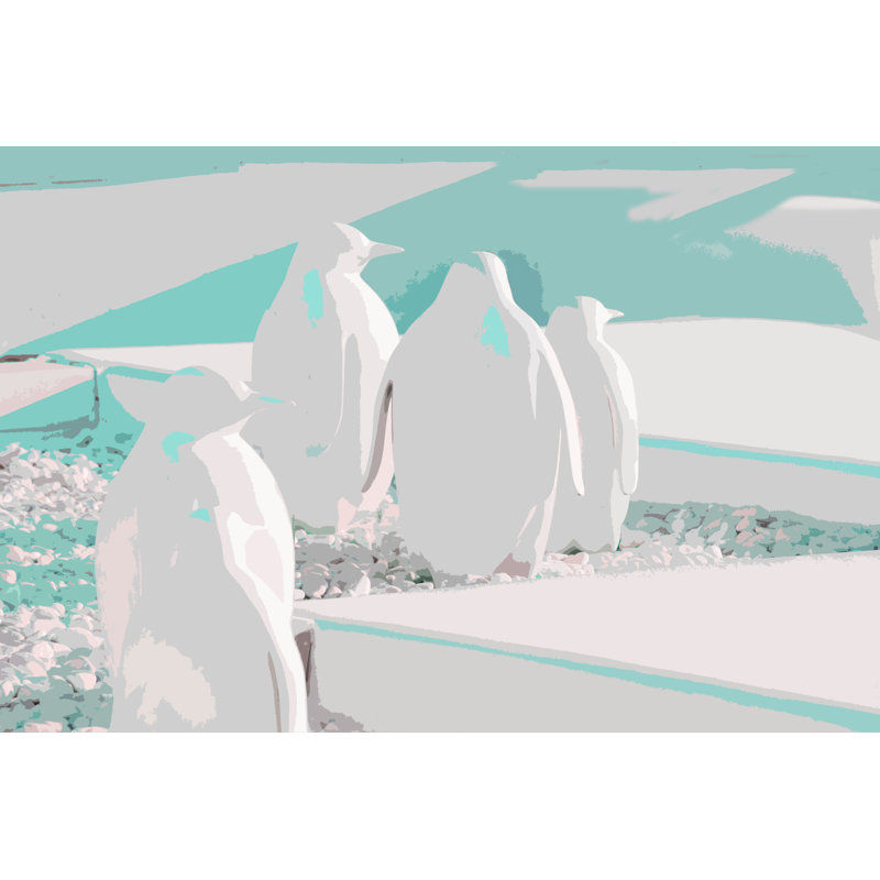 «Penguins In Silhouette», art mural unique en acrylique, Verre d'eau