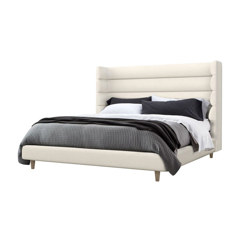 Ornette Upholstered Wingback Bed, California King, Pearl