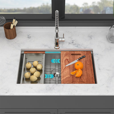 30" Undermount Kitchen Sink - 30*19*9 Inch Single Bowl 16 Gauge Stainless Steel Ledge Workstation Kitchen Sinks