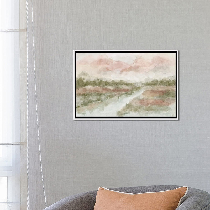 Peaceful Waters, White Floater Framed Canvas, 18" H x 26" W x 1.5" D, No Mat