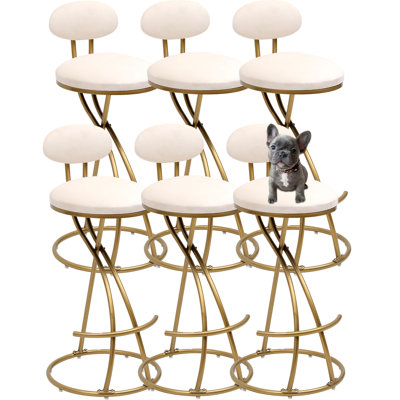 Tabourets de bar ronds modernes en métal avec repose-pieds en forme de S (ensemble de 6)
