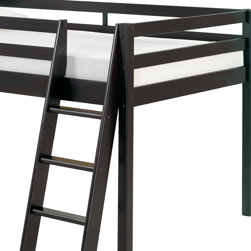 Alaterre Furniture Wood Twin Loft Bed with Ladder, Espresso, Espresso