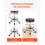 Tabouret à roulettes avec repose-pieds et roulettes, fauteuil à roulettes rondes d'une capacité de poids de 450 lb, tabouret pivotant en cuir de polyuréthane épaissi réglable en hauteur pour le salon, le spa, le massage, le tatouage, la clinique, noir