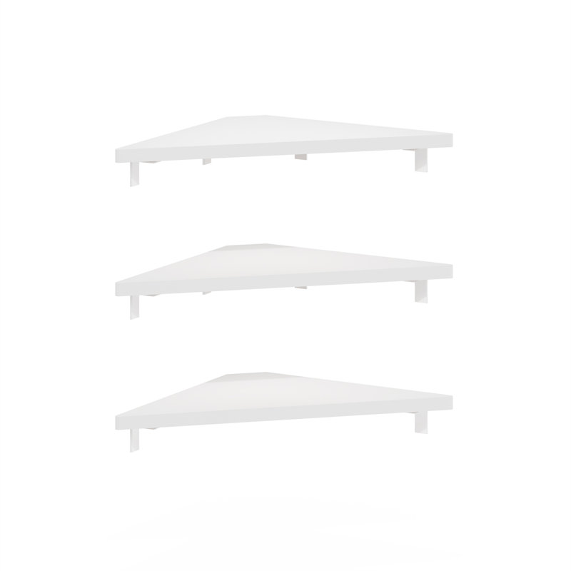 Belby Triangle Corner Floating Shelves, Wall Mount Display Shelf, Set of 3, White