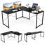 Bureau d'ordinateur en L pour 2 personnes avec support pour écran-875303841