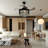 Black Crystal Invisible Ceiling Fan Light - 3 Color Dimmer W/ Remote Control - Ceiling Light Fixture