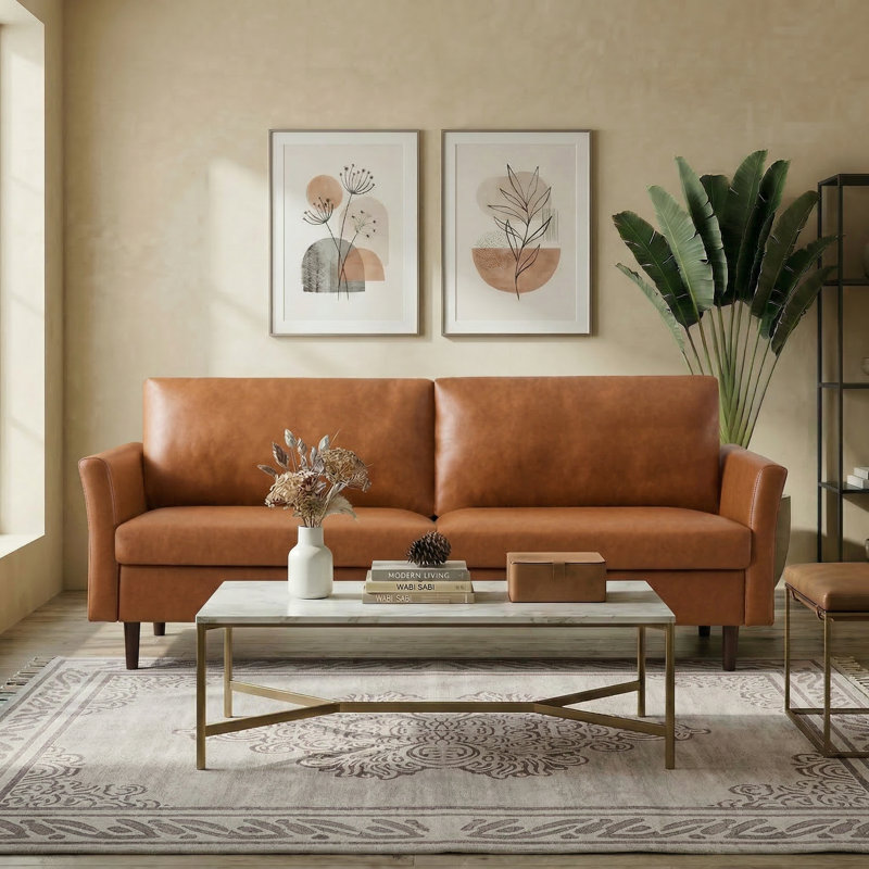 Bobur Upholstered 80.3'' Sofa, Mid Brown
