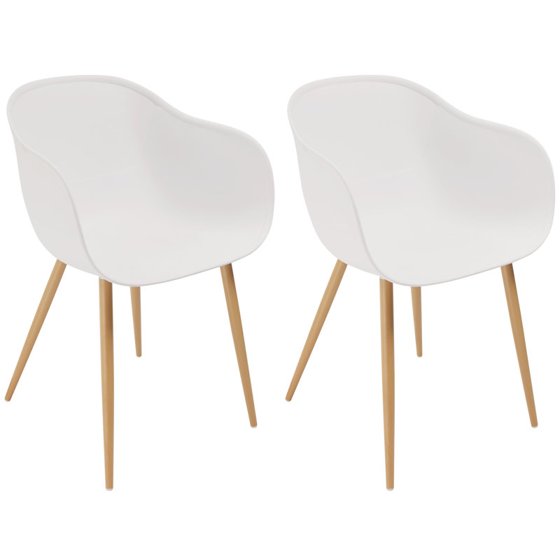 Chaise de salle à manger, chaises de cuisine et de salle à manger de style Mid-Century moderne en PP, Blanc