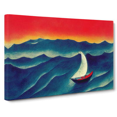 Sailing Boat Painting Abstract - Wrapped Canvas