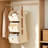 Collapsible Hanging Closet Organizer, 3-Tier Fabric Storage Shelves with Heavy-Duty Hooks, Foldable Hanging Storage Bins for Clothes, Laundry, Bedroom, RV, Beige