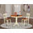 3 Piece Counter Height Dining Table Set Contains a Round Wooden Table with Pedestal and 2 Kitchen Dining Chairs, Buttermilk & Cherry-2015791285-2015791286